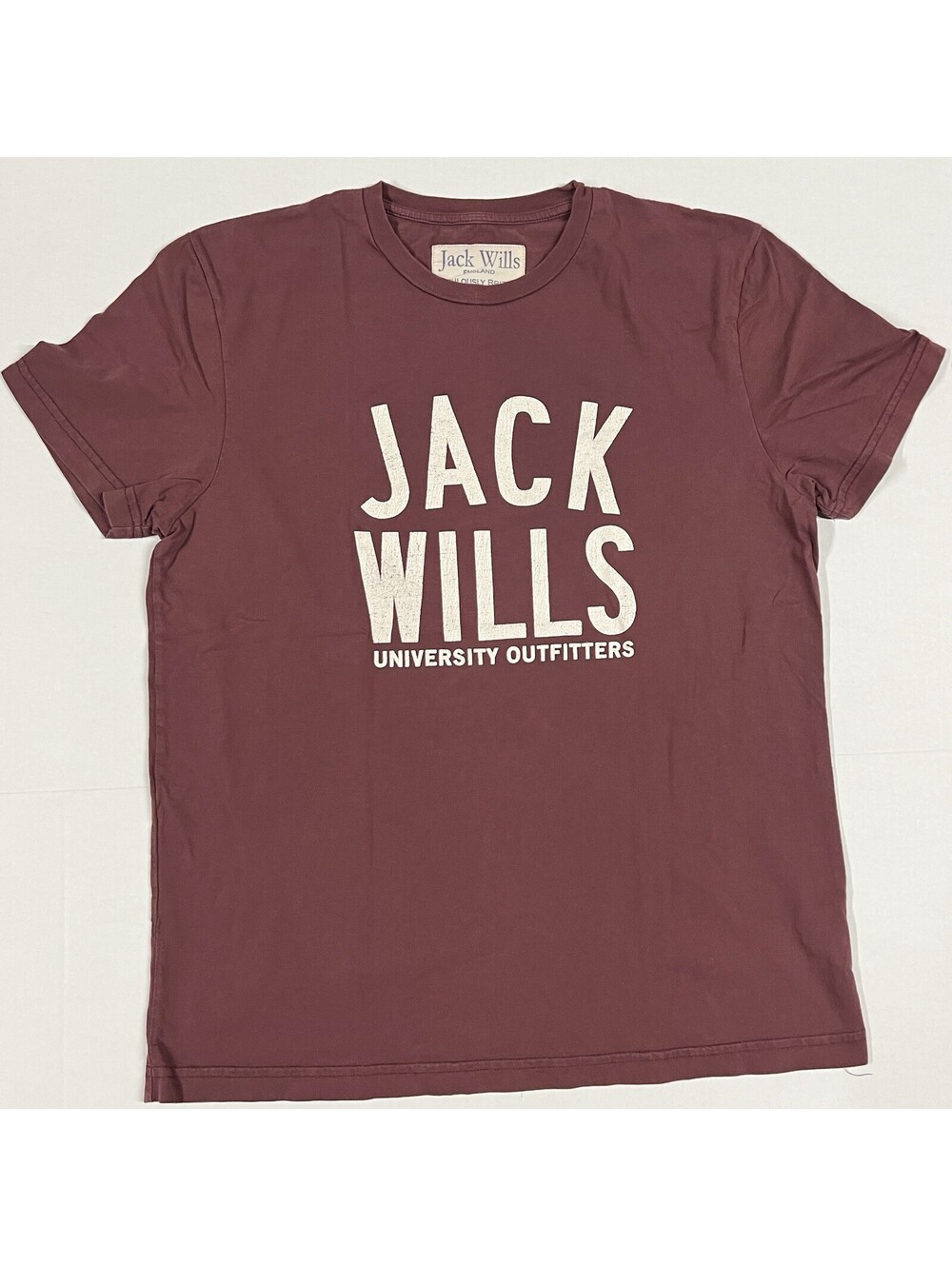 Jack Wills T Shirt Sz L Slim Fit Classic Wear University Outfitters Maroon